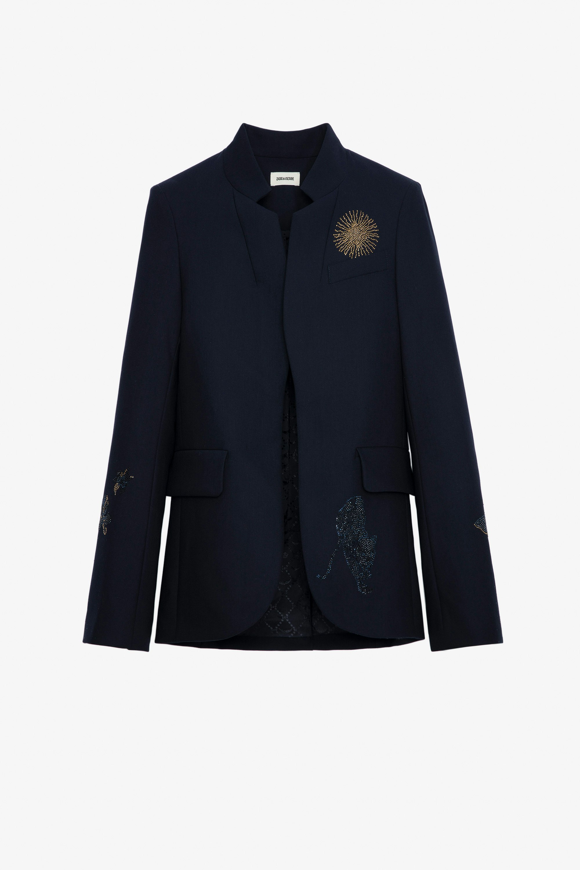 Very Multi Strass Blazer - Women's navy blazer featuring strass details.