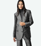Vegy Jacquard Blazer - Women’s anthracite wing-print jacquard blazer.