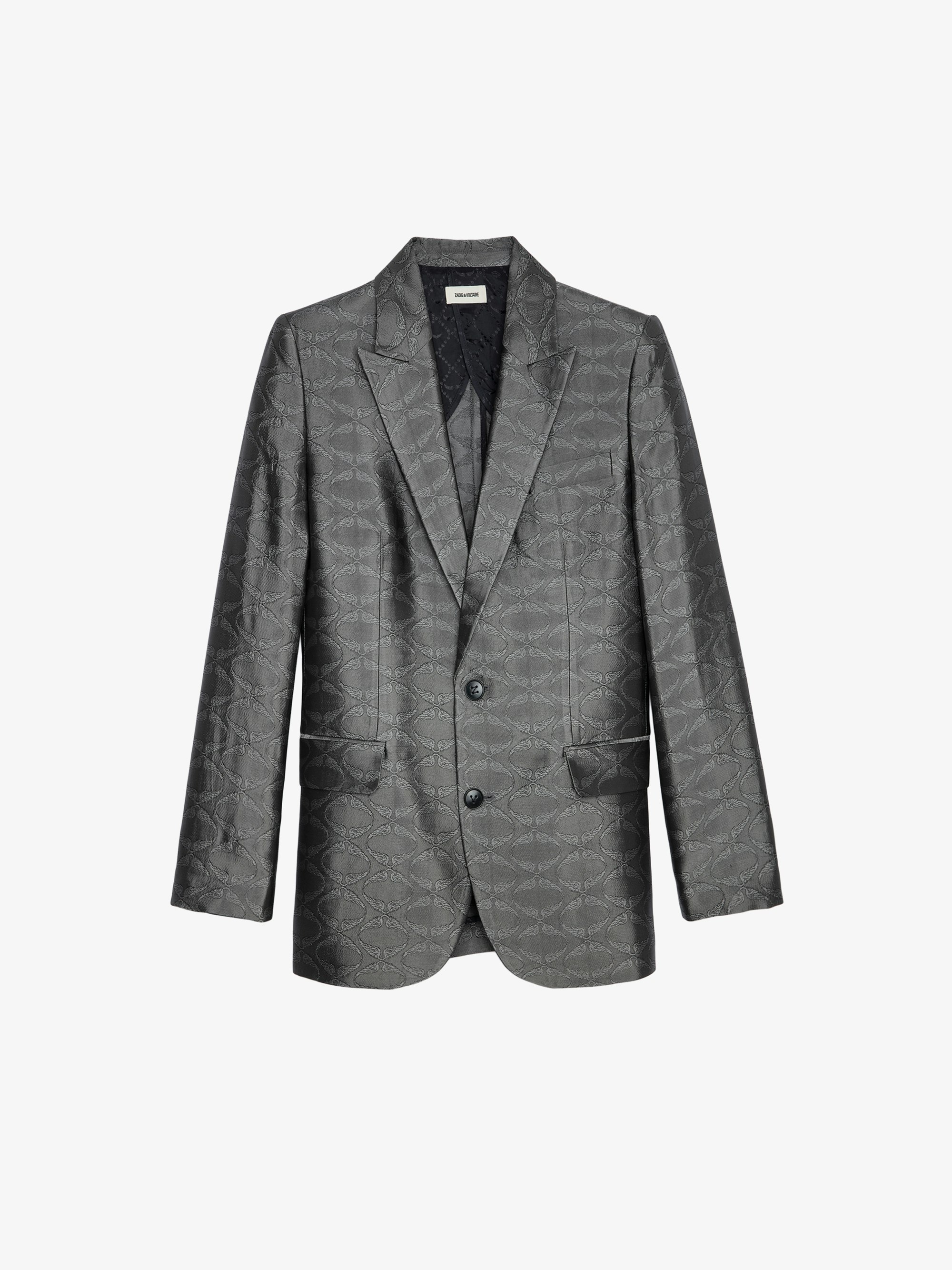 Vegy Jacquard Blazer - Women’s anthracite wing-print jacquard blazer.