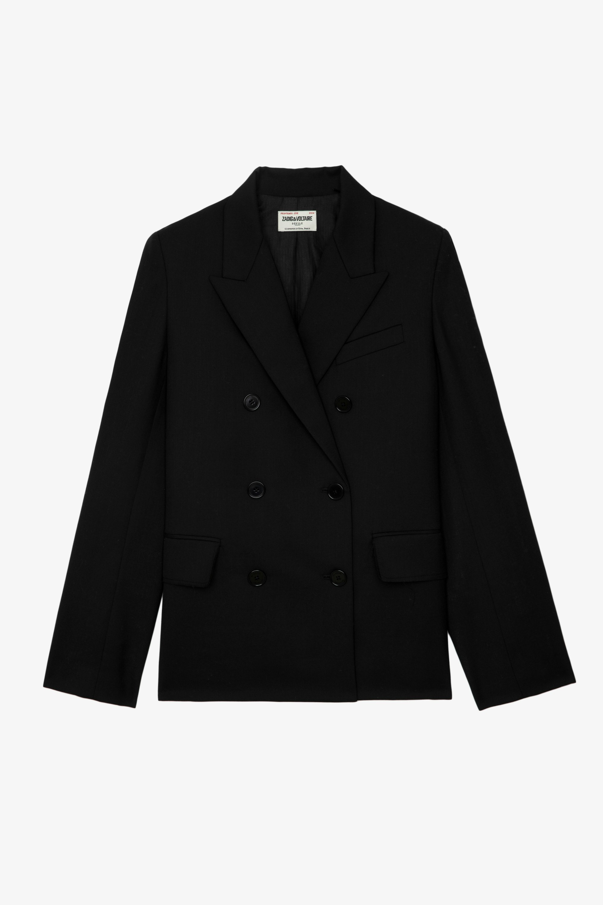 Vaena Blazer - Oversized black wool blazer with tailored collar, button closure and shoulder pads.
