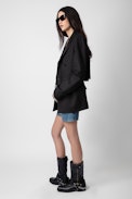 Vaena Blazer - Oversized black wool blazer with tailored collar, button closure and shoulder pads.