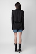 Vaena Blazer - Oversized black wool blazer with tailored collar, button closure and shoulder pads.