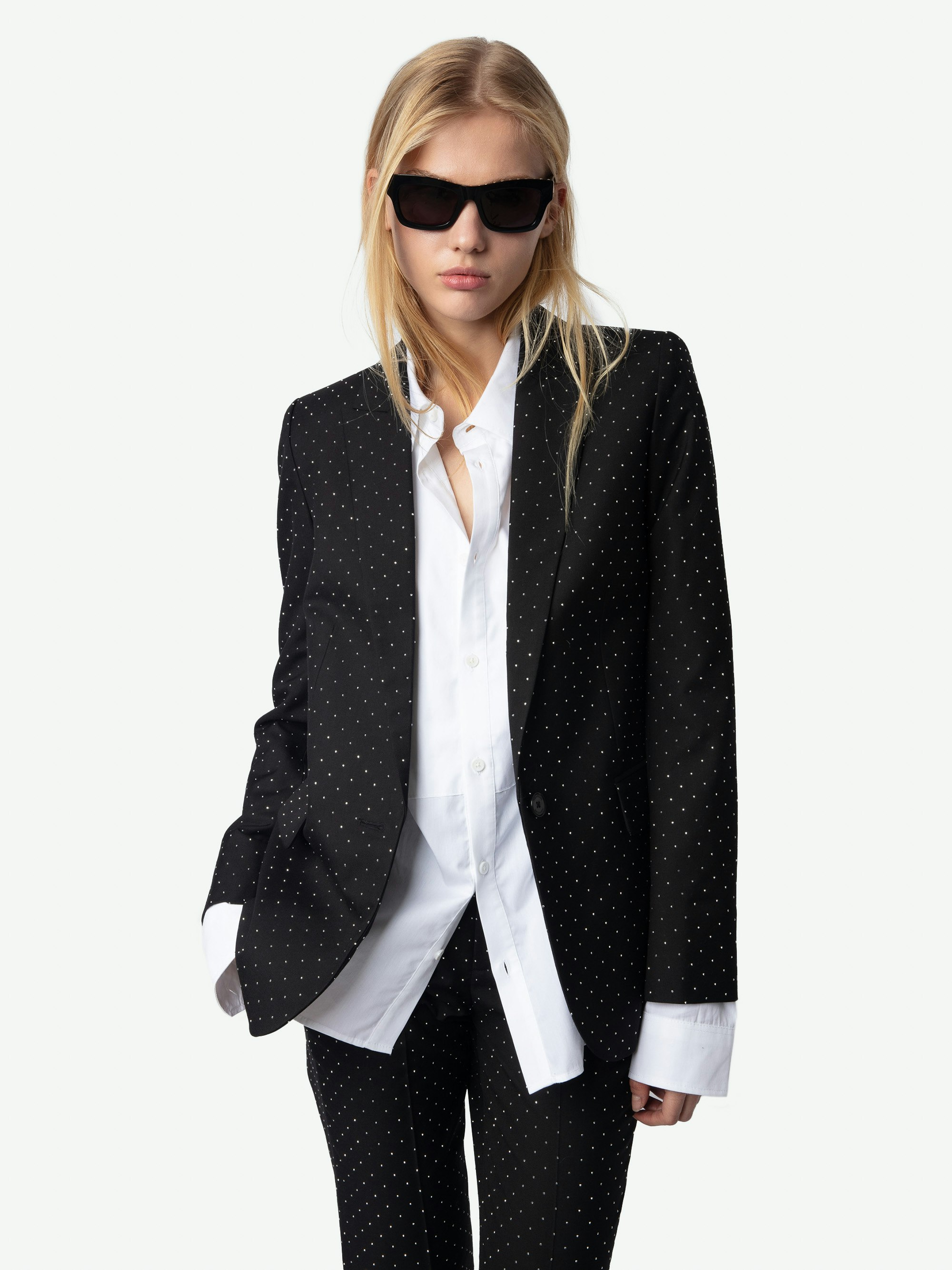 Valse Blazer - Structured straight-cut blazer with button fastening and dotted rhinestones.