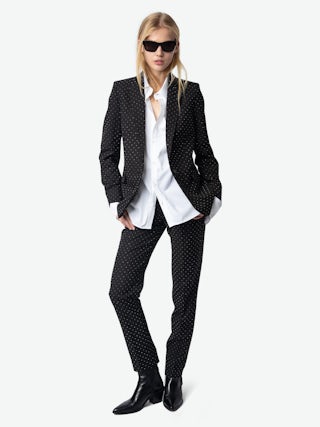 Valse Blazer - Structured straight-cut blazer with button fastening and dotted rhinestones.