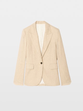 Vavy Blazer - Structured tailored blazer with pinstripes and button fastening.