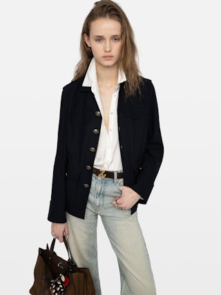 Veraman Blazer - Military-inspired tailored blazer with button closure and multiple pockets.