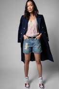 Tomboy Shorts - Women's faded blue denim shorts. Made with fibers from organic farming.