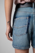 Tomboy Shorts - Women's faded blue denim shorts. Made with fibers from organic farming.