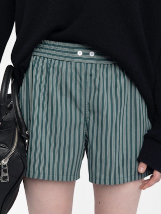 Pax Shorts - Boxer-style shorts in striped poplin.