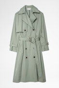 Kena Coat - Women’s khaki cotton long trench coat