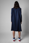 Maestro Coat - Women's navy blue military coat with gold buttons