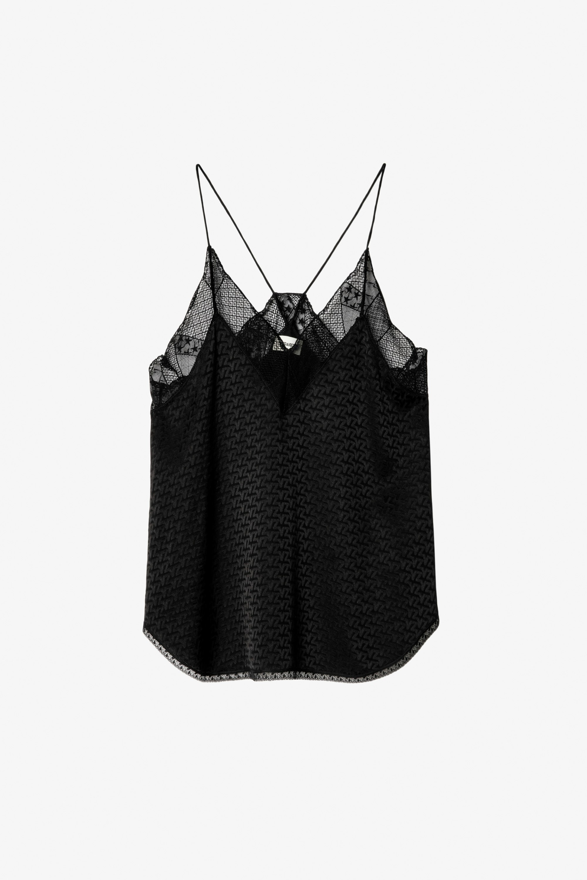 Christy Silk Jacquard Camisole - Black jacquard silk camisole with 3D ZV print.