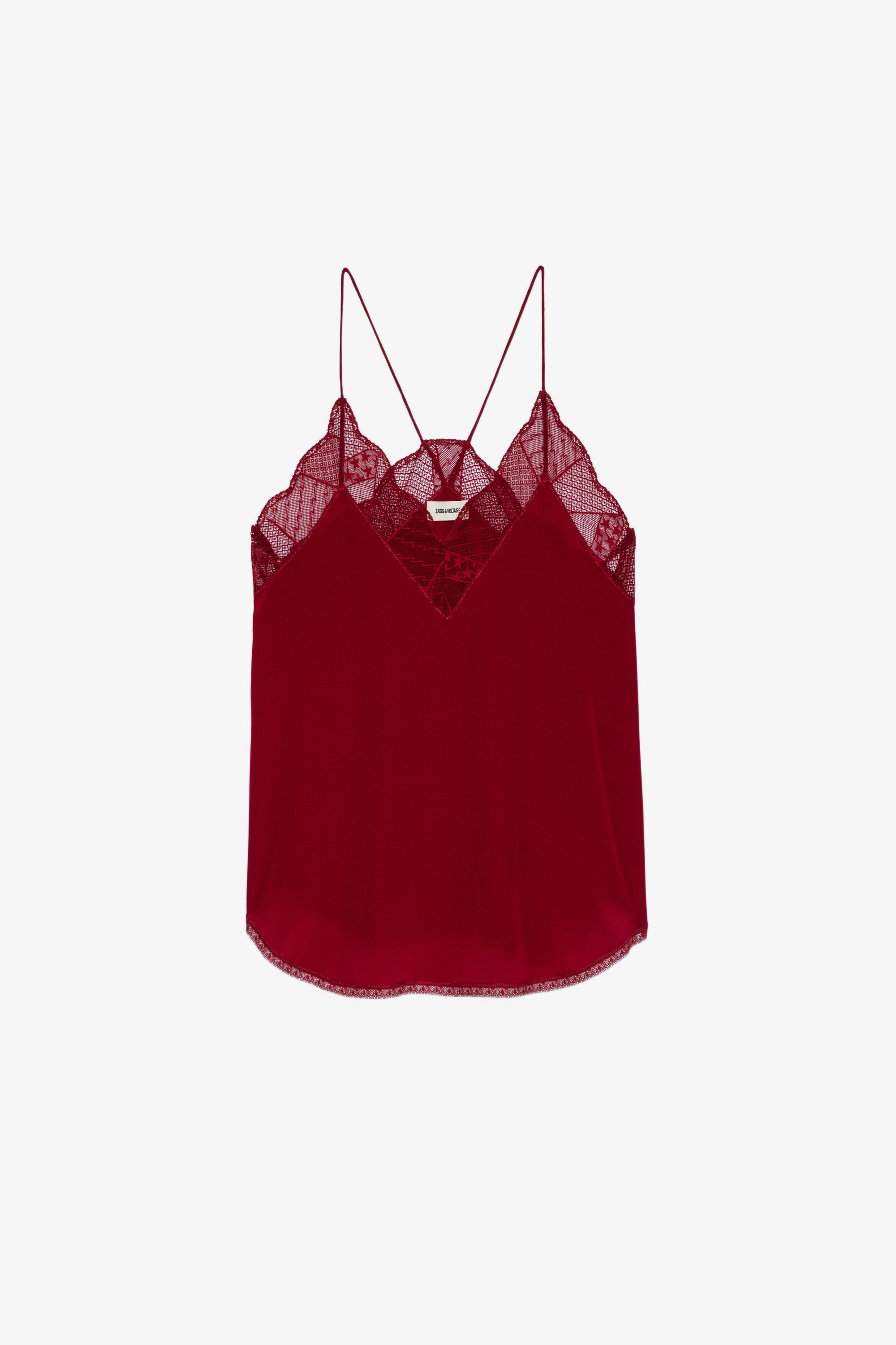Christy シルク キャミソール Women’s silk camisole with lace trim
