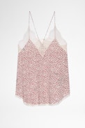 Christy Camisole - Women's beige heart-print camisole. Made with fibers from sustainably managed forests.