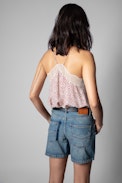 Christy Camisole - Women's beige heart-print camisole. Made with fibers from sustainably managed forests.