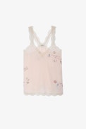 Band of Sisters Silk Chou Camisole - Women’s ecru silk and lace camisole with Band of Sisters crystals