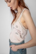 Band of Sisters Silk Chou Camisole - Women’s ecru silk and lace camisole with Band of Sisters crystals