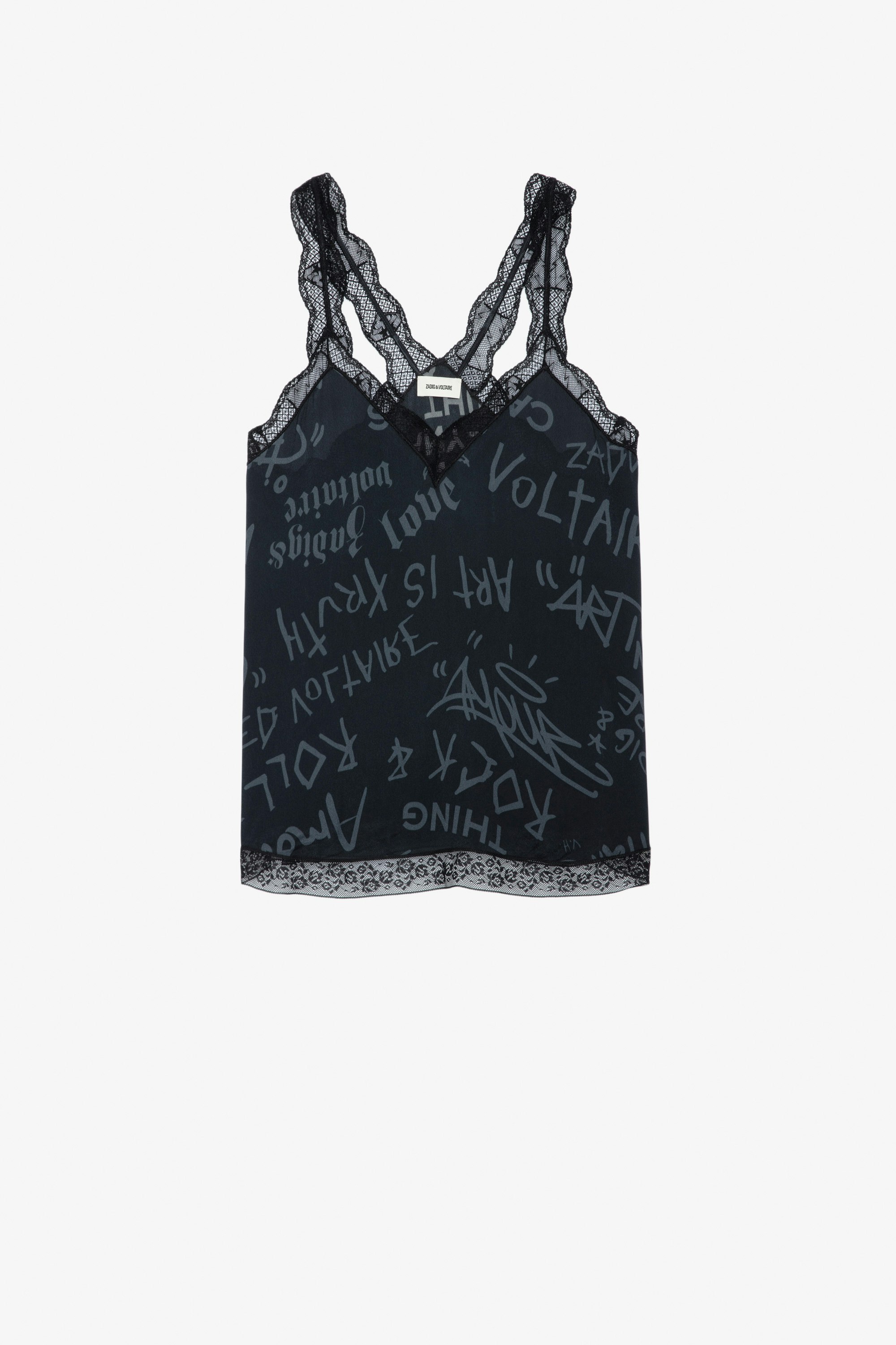 Chou Crepe Camisole - Women's crepe camisole with all over graffiti motifs.
