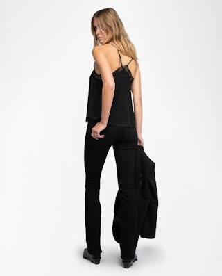 Caraco Christy 100% Soie - Caraco esprit lingerie en soie avec dentelle exclusive française.