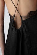 Crystal Dress Silk - Women's black silk dress with straps