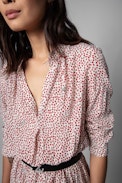 Robe Rinka - Robe en soie beige à imprimé cœurs Femme. Fait avec des fibres issues de forêts gérées durablement