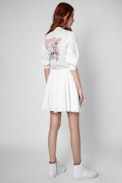 Band of Sisters Ranil Dress - Women’s white cotton short dress with Band of Sisters embroidery