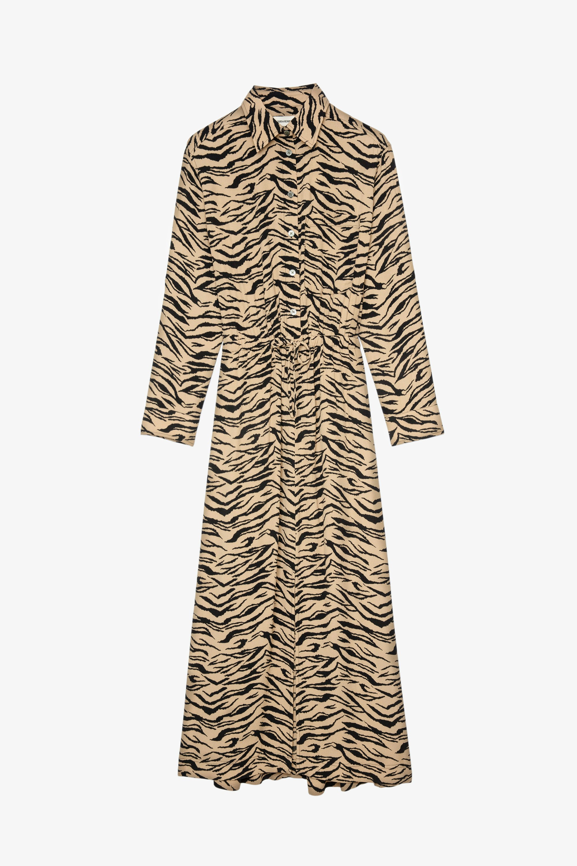 Radial Tiger ドレス Women's long-sleeved maxi dress with tiger print