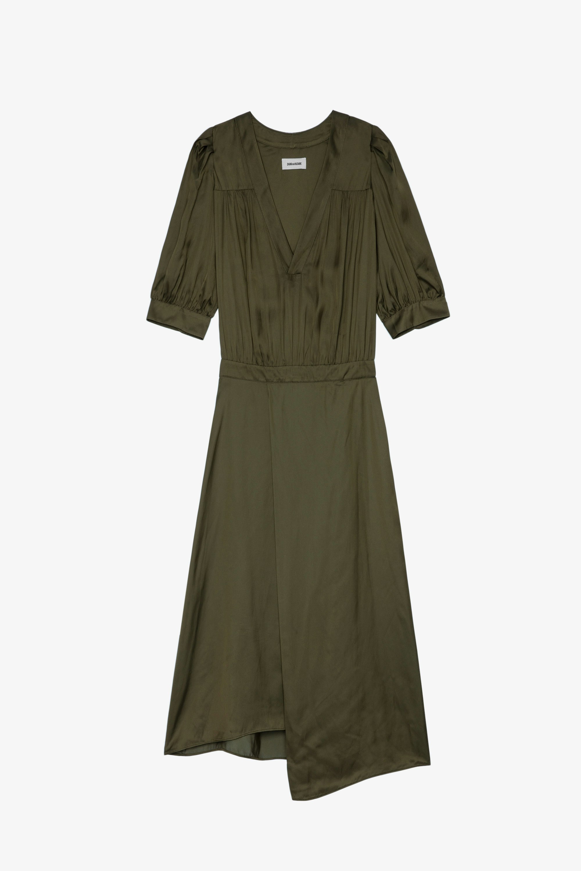 Kleid Ralia Satin Halblanges Kleid aus bronzefarbenem Satin mit kurzen Ärmeln 