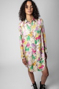 Rais Twill Horses Silk Dress - Women's multicoloured silk dress with horses