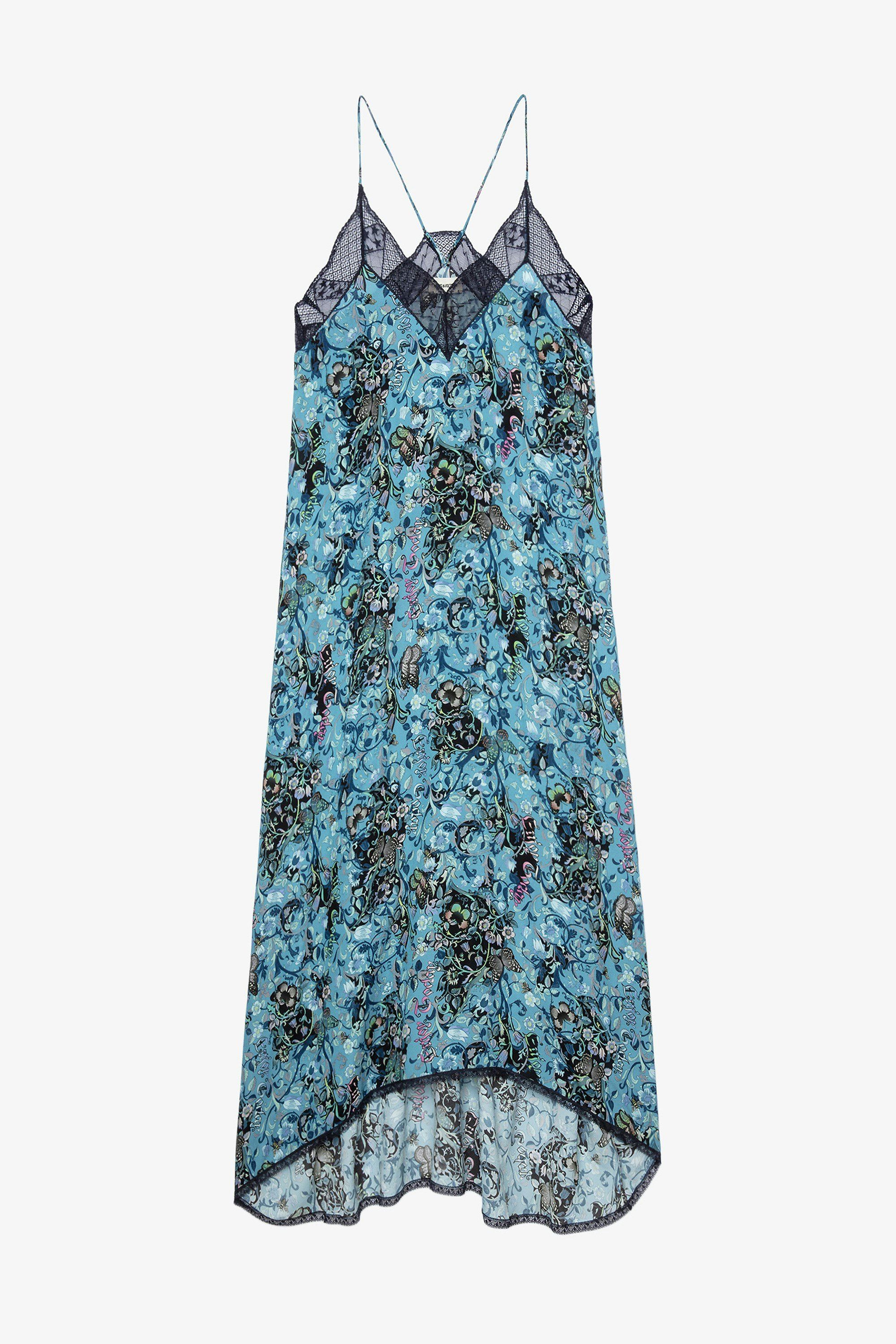 Kleid Risty Bohemian Blaues Damenkleid mit Blumenmuster 