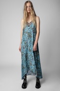 Risty Boho Dress - Women's blue floral dress