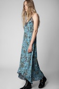 Risty Boho Dress - Women's blue floral dress