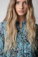 Refla Boho Dress - Blue satiny mini dress with floral print