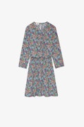 Abito Rivy - Abito corto con stampa floreale e gonna drappeggiata asimmetrica - Donna