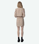 Ruz Dress - Women's yellow crepe short dress featuring liberty print, wings and gathered details.