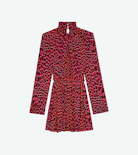 Ryde Leopard Silk Dress - Women’s short pink leopard-print silk pussy-bow dress.