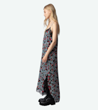 Ristyl Silk Dress - Women’s long black floral-print silk dress.