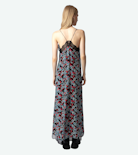 Ristyl Silk Dress - Women’s long black floral-print silk dress.