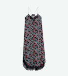 Ristyl Silk Dress - Women’s long black floral-print silk dress.