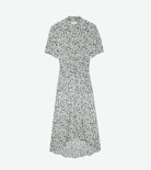 Rima Dress - Women’s ecru floral-print midi dress with asymmetric skirt.