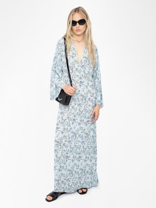 Rasato Dress - Long printed viscose dress, long sleeves.