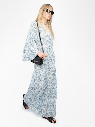 Rasato Dress - Long printed viscose dress, long sleeves.