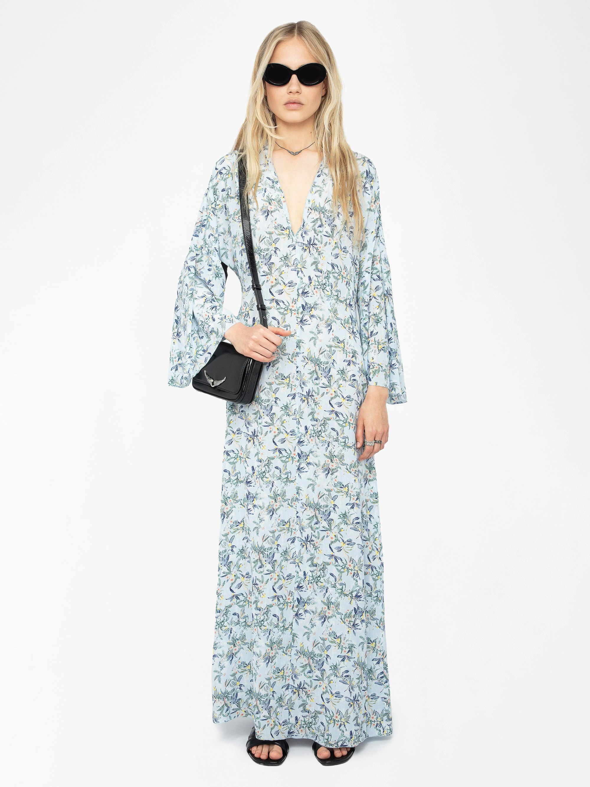 Robe Rasato - Robe longue en viscose imprimée, manches longues.