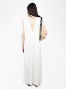 Rimati Dress - Long dress in cotton gauze, front and back neckline, sleeveless, and cords with wings.