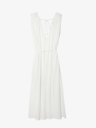 Rimati Kleid - Langes Kleid aus Baumwollgaze, Ausschnitt vorne und hinten, ärmellos und Kordeln mit Flügeln.
