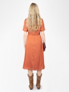 Vestido Rhodral Satén - Vestido midi de satén jacquard ZV, mangas cortas y escote abotonado.
