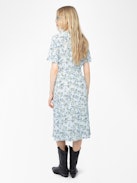 Rhodral Kleid - Midikleider aus bedruckter Viskose mit kurzen Ärmeln und geknöpftem Ausschnitt.