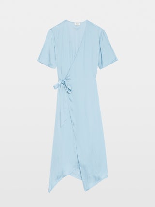 Dress Reforme Satin - Asymmetric midi dress in Japanese satin with short sleeves, wrap style.