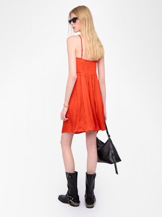 Dress Rippies Satin - Short Japanese satin dress with adjustable straps and a pleated bodice.