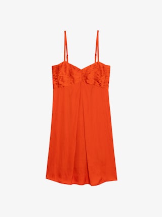 Dress Rippies Satin - Short Japanese satin dress with adjustable straps and a pleated bodice.